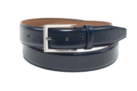 marine navy blue mens leather dress belt