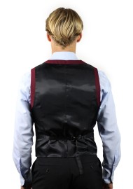 burgundy suit vest styled back
