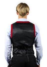 suit vest red with blue shirt