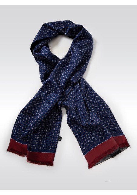 Navy and Maroon Paisley Silk Scarf