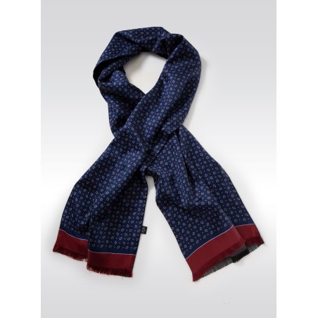 Navy and Maroon Paisley Silk Scarf
