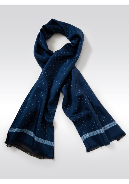 Luxury Designer Silk Scarf in Navy