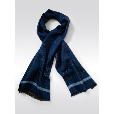 Luxury Designer Silk Scarf in Navy