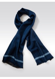 Luxury Designer Silk Scarf in Navy