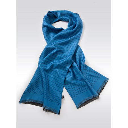 French Blue and Navy Anchor Print Silk Scarf