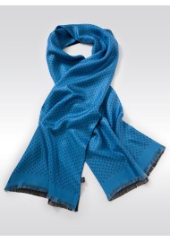 French Blue and Navy Anchor Print Silk Scarf