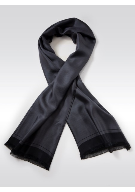 Solid Charcoal Gray Silk Scarf