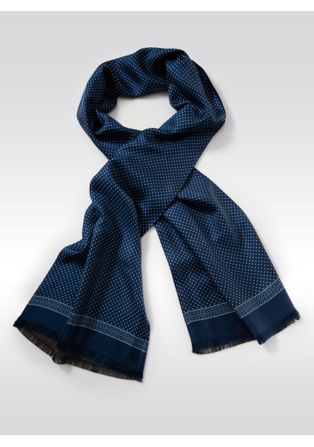 Royal Blue Dot Print Silk Scarf