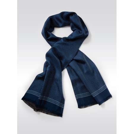 Royal Blue Dot Print Silk Scarf