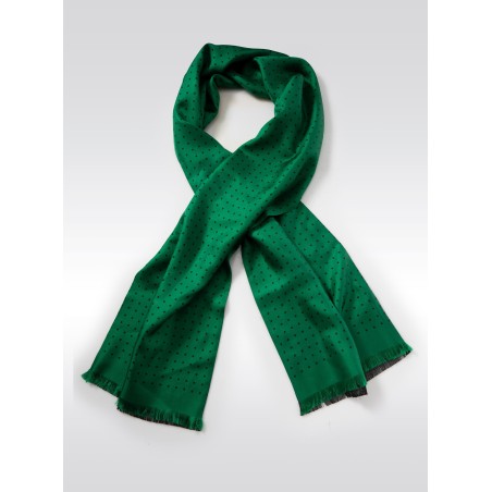 Kelly Green and Blue Polka Dot Scarf