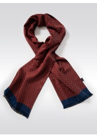 Victorian Designer Print Silk Scarf in Chestnut, Maroon, Navy