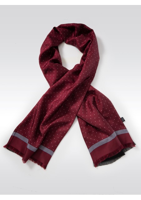 Maroon Autumn Silk Scarf in Dot Design