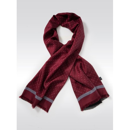 Maroon Autumn Silk Scarf in Dot Design
