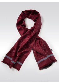Maroon Autumn Silk Scarf in Dot Design