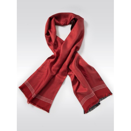 Fine Dot Design Silk Scarf in Terracotta Red