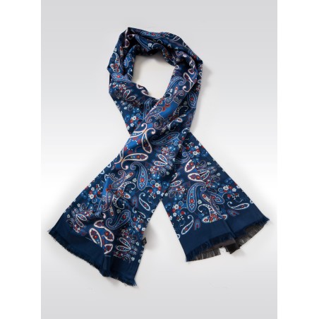 Bold Paisley Print Silk Scarf