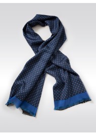 Foulard Print Silk Scarf in Navy, Maroon, Amber