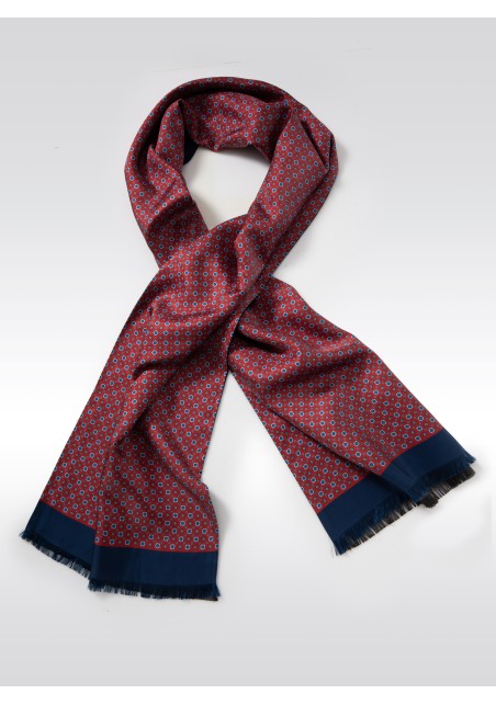 Timelessly Elegant Mens Silk Scarf in Burgundy and Navy