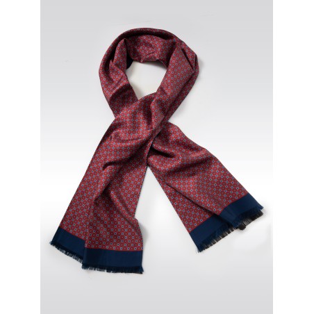Timelessly Elegant Mens Silk Scarf in Burgundy and Navy