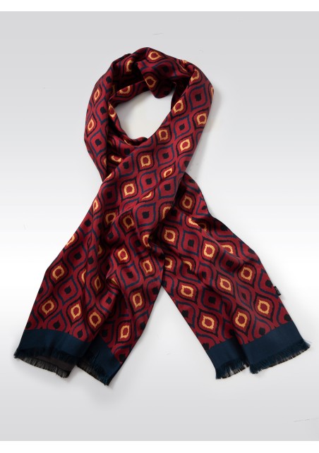 Retro Drop Print Designer Silk Scarf