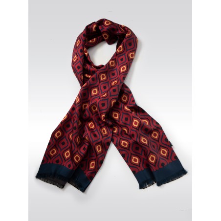 Retro Drop Print Designer Silk Scarf