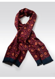 Retro Drop Print Designer Silk Scarf