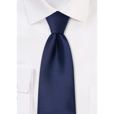 dark navy solid color mens tie in XL length