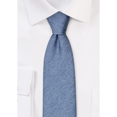 Wool Textured Steel Blue Mens Tie