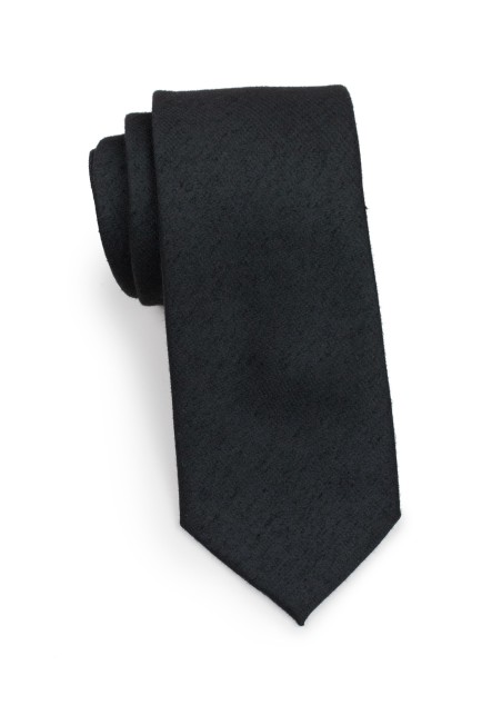 Woven Classic Black Mens Tie Rolled