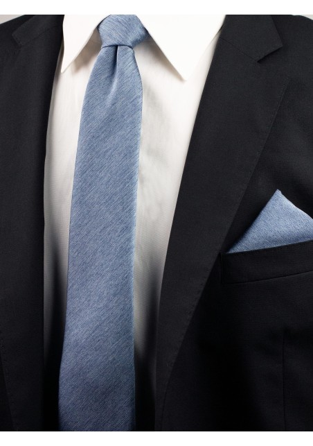 Steel Blue Necktie in Matte Woolen Finish