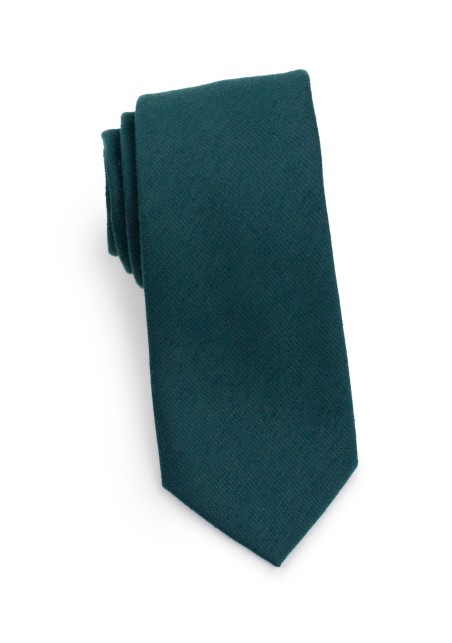 Woolen Tie in Forest Green Rolled