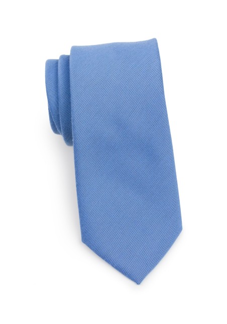 Ash Blue Linen Textured Necktie With Modern Cut Rolled