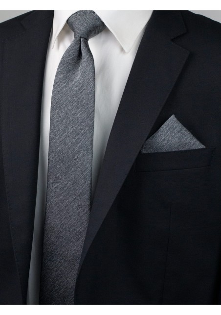 Charcoal Gray Heather Slim Tie Styled