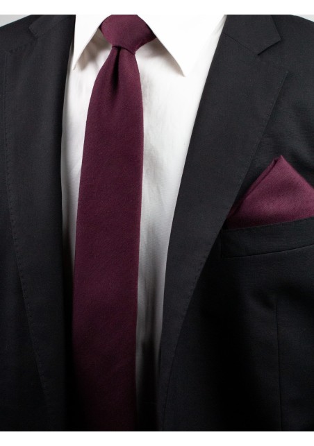 Woven Woolen Burgundy Mens Tie Styled