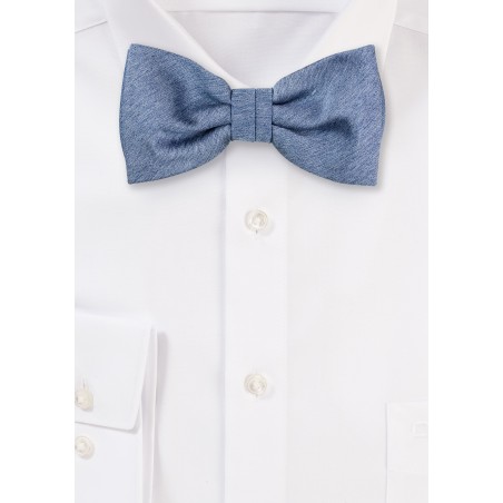 Steel Blue Matte Woven Bow Tie