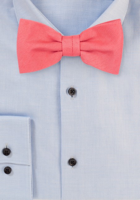 Coral Bow Tie in Linen Texture