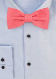 Coral Bow Tie in Linen Texture