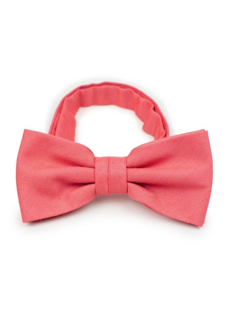 Coral Bow Tie in Linen Texture