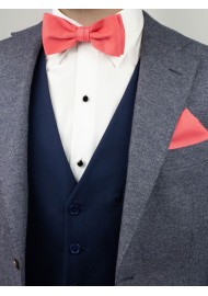 Coral Bow Tie in Linen Texture Styled