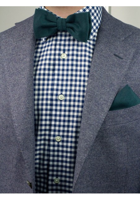 Matte Woven Bow Tie in Forest Green Styled