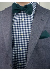 Matte Woven Bow Tie in Forest Green Styled
