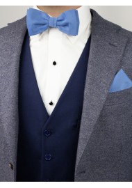 Ash Blue Woolen Bow Tie Styled