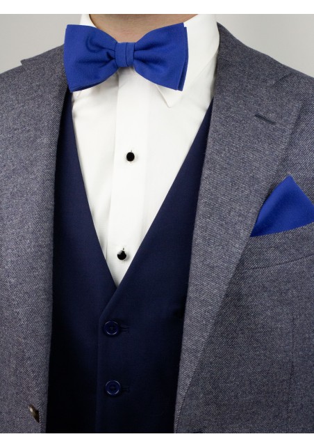 Woolen Bow Tie in Marine Blue Styled