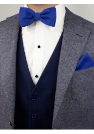 Woolen Bow Tie in Marine Blue Styled