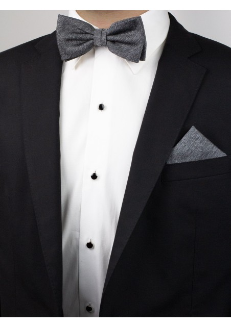 Woolen Charcoal Bow Tie Styled
