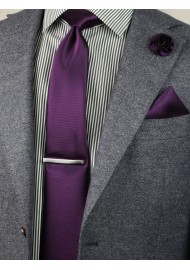 wine red necktie and hanky and floral pin set