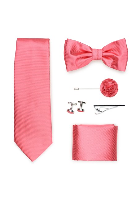 coral pink mens formalwear tie set