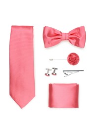 coral pink mens formalwear tie set