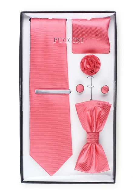 groomsmen gift set in coral red pink