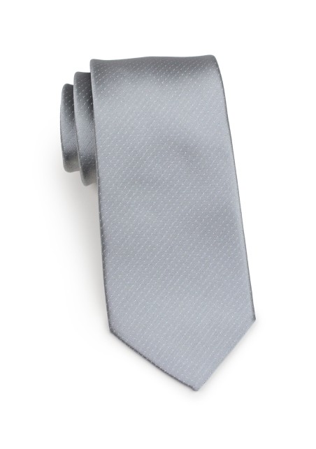 slim cut designer tie in silver with micro dots
